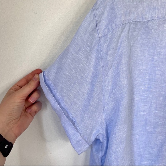 Tahari 100% Linen Boxy Short Sleeve Shirt Women's XL Casual Coastal Summer - Picture 3 of 8